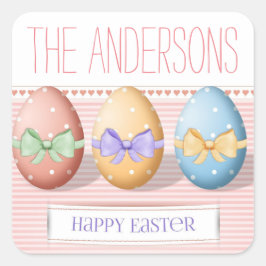 Adesivo Quadrado Nome da Família - Vinhetas de Ovos de Páscoa