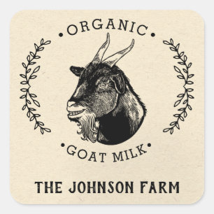 Adesivo Quadrado Nome da fazenda   Rua   Leite de queijo de cabra  