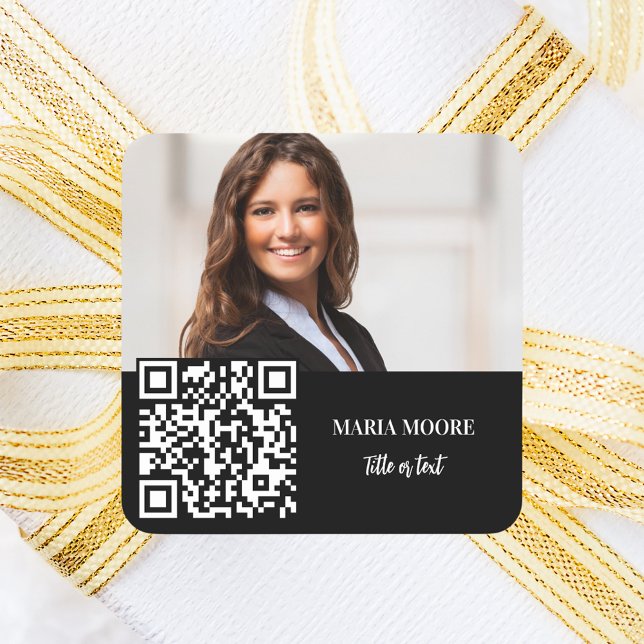 Adesivo Quadrado Nome da foto Código QR preto branco (Criador carregado)