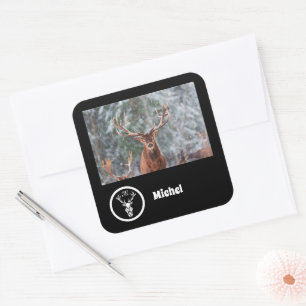 Adesivo Quadrado Nome da Fotografia de Monograma da Revista de Neve