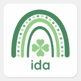 Adesivo Quadrado Nome da ida Clover Boho Rainbow