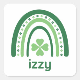 Adesivo Quadrado Nome da izzaria Clover Boho Rainbow