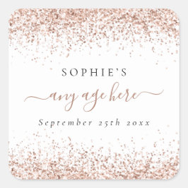 Adesivo Quadrado Nome da Lâmina rosa Dourada Data de Aniversário de