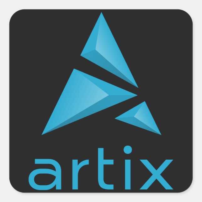 Adesivo Quadrado Nome da marca do logotipo Artix (vertical) fundo e (Frente)