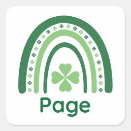 Adesivo Quadrado Nome da página Clover Boho Rainbow