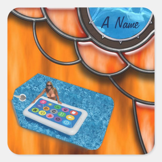 Adesivo Quadrado nome da piscina (Frente)