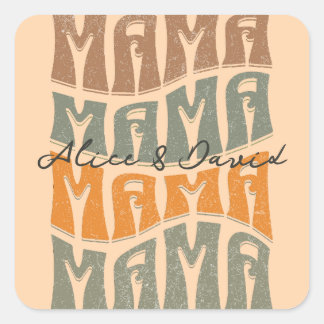 Adesivo Quadrado Nome das Crianças da Mãe de Cor Natural do dia de