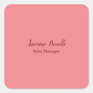 Adesivo Quadrado Nome de Adição Mínima Moderno Profissional Pessoal