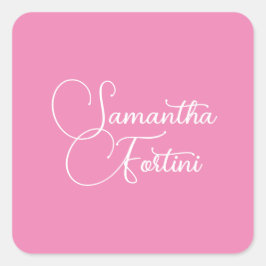 Adesivo Quadrado Nome de escrita manual minimalista profissional ro