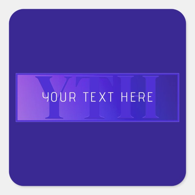 Adesivo Quadrado Nome de Script Elegante Moderno e Monograma Roxo (Frente)