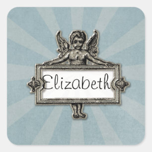 Adesivo Quadrado Nome do Anjo Plate Blue Starburst