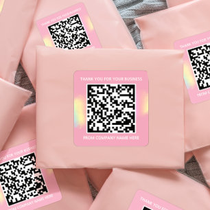 Adesivo Quadrado Nome do código QR do logotipo personalizado Obrig