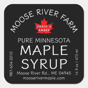 Adesivo Quadrado Nome do Estado Mapas Vermelhos Folha Xarope Preto