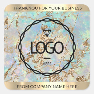 Adesivo Quadrado Nome do logotipo Obrigado Business Marble Hológra