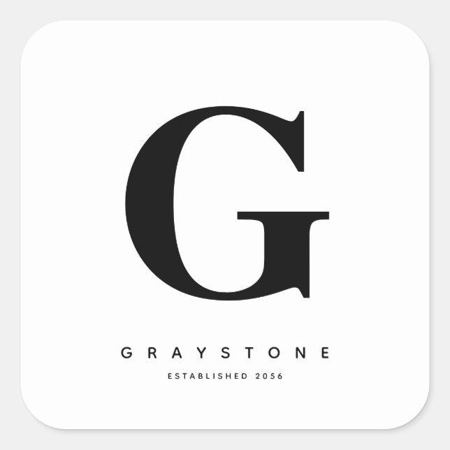 Adesivo Quadrado Nome do monograma preto e branco (Frente)