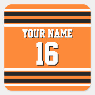 Adesivo Quadrado Nome do Número Personalizado da Equipe Laranja Lar