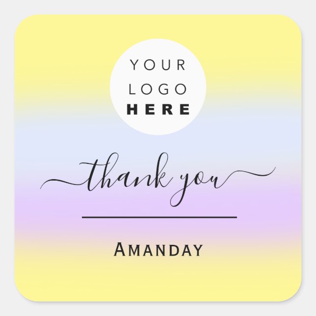 Adesivo Quadrado Nome do obrigado Blue Modern Business Boutique Log (Frente)