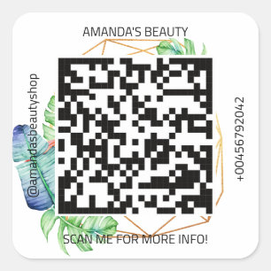 Adesivo Quadrado Nome do Promocional de Código QR Contato Tribal d