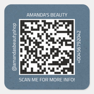 Adesivo Quadrado Nome do Promocional de Código QR Contato Web Natu