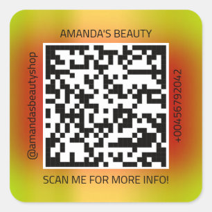 Adesivo Quadrado Nome do Promocional de Código QR Contato Web Verm