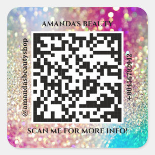 Adesivo Quadrado Nome do Promocional de Código QR Hológrafo Web