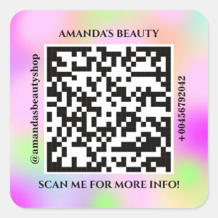 Adesivo Quadrado Nome do Promocional de Código QR Hológrafo Web R