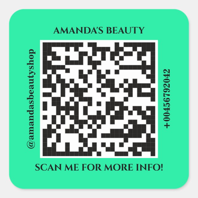 Adesivo Quadrado Nome do Promocional de Código QR Verde da Casa da  (Frente)