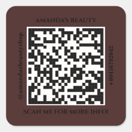 Adesivo Quadrado Nome do Promocional de Código QR Web Brown Square 