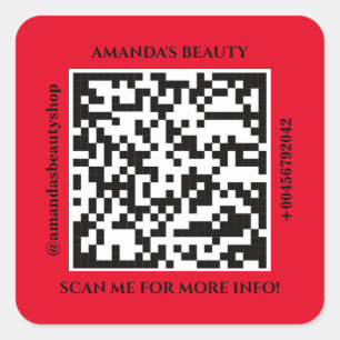 Adesivo Quadrado Nome do Promocional de Código QR Web Red Square S