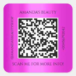 Adesivo Quadrado Nome do Promocional do Código QR Física Rosa de