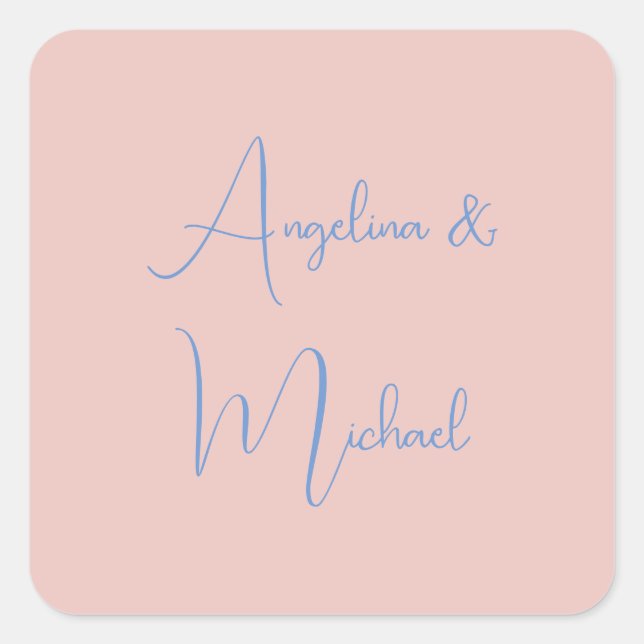 Adesivo Quadrado Nome do Script de Manuscrito de Tendência do Elega (Frente)