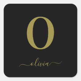 Adesivo Quadrado Nome do Script Monograma Preto Personalizado E Dou