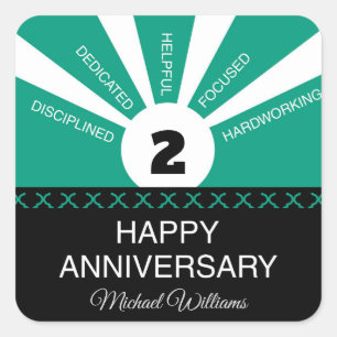 Adesivo Quadrado Nome e ano personalizados, Aniversário do funcioná