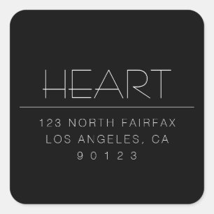 Adesivo Quadrado Nome e endereço mínimos do Na moda Modern   Preto