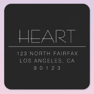 Adesivo Quadrado Nome e endereço mínimos do Na moda Modern   Preto