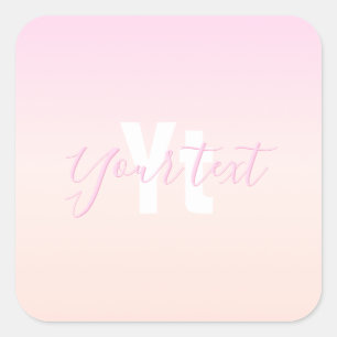 Adesivo Quadrado Nome e Monograma do Modelo de Gradação de rosas cl