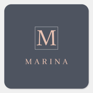 Adesivo Quadrado Nome inicial personalizado do carvão