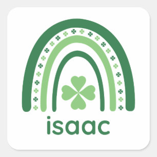 Adesivo Quadrado Nome isaac Clover Boho Rainbow