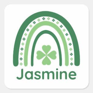 Adesivo Quadrado Nome Jasmine Clover Boho Rainbow