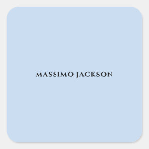 Adesivo Quadrado Nome minimalista moderno azul pálido profissional