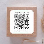 Adesivo Quadrado Nome Mínimo de Negócios do Link de Código QR<br><div class="desc">Simples adesivo comercial com seu link de código QR. Para uma personalização mais avançada deste design,  clique no BOTÃO FERRAMENTA DESIGN AZUL acima! Itens correspondentes também estão disponíveis.</div>