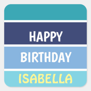 Adesivo Quadrado Nome Modelo Feliz Aniversário