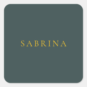 Adesivo Quadrado Nome Moderno Profissional Minimalista Dusty Green