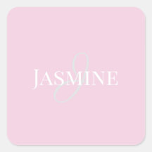 Nome Monograma Rosa Claro Branco Elegante Feminino