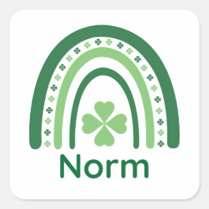 Adesivo Quadrado Nome Norm Clover Boho Arco-íris