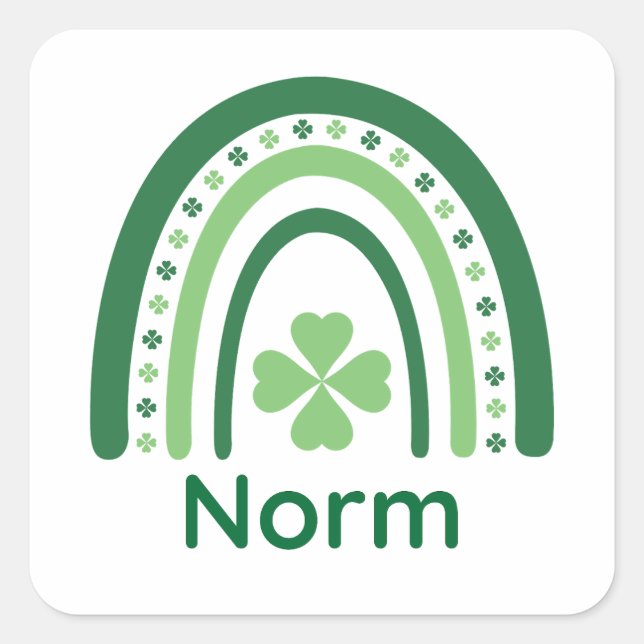 Adesivo Quadrado Nome normal Clover Boho Rainbow (Frente)