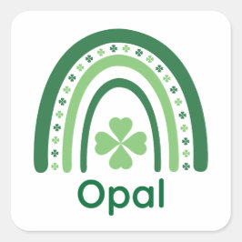 Adesivo Quadrado Nome Opal Clover Boho Rainbow