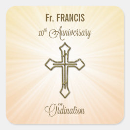 Adesivo Quadrado Nome Personalizado, 10º Aniversário da Ordenação