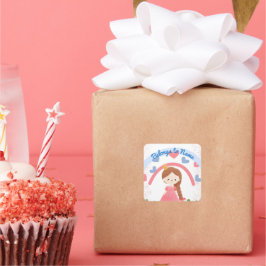 Adesivo Quadrado Nome Personalizado Bloco Cuja Corte Pastel Rainbow