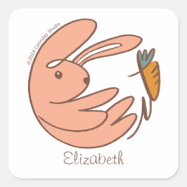 Adesivo Quadrado Nome personalizado Coelhinho Cachorro e Arte Anima